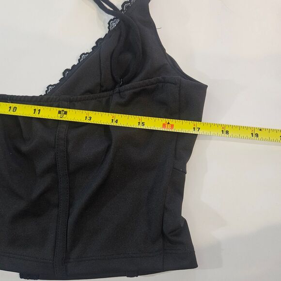 New Occasion Lingerie Style Rave Top Cropped Lace Busty Size XL Black - Picture 6 of 9